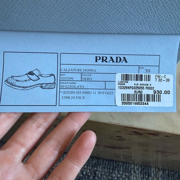 Prada Black Leather Penny Loafers with Triangle Logo - Picture 6 of 9